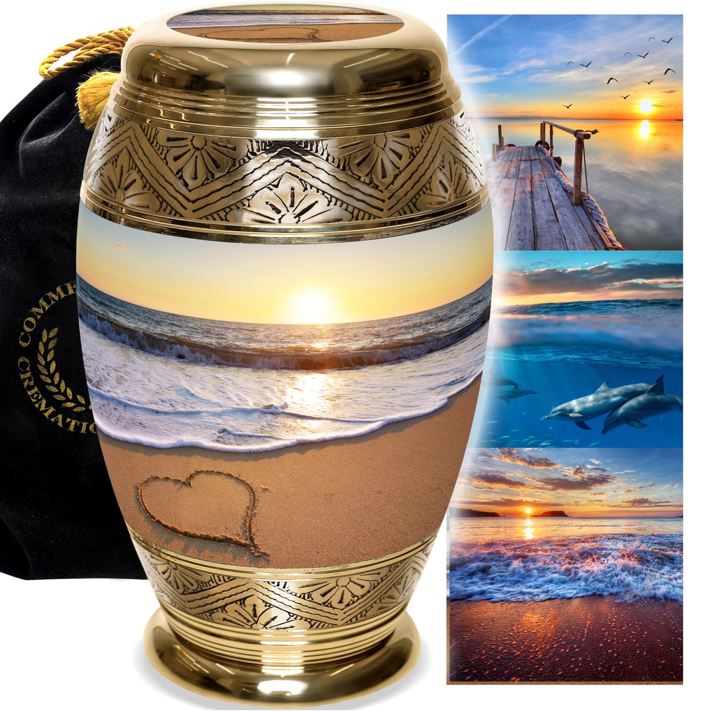 Endless Summer Cremation Urn for Ashes Adult Male - Personalized Urn for Ashes for Women Decorative Urns - Beautiful Handcrafted Sunset Urns for Human