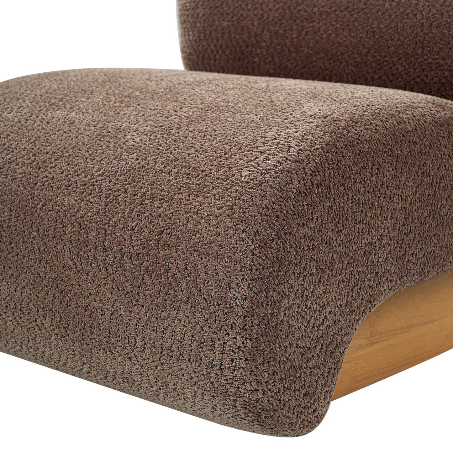 Christopher Knight Home Cubis Low Profile Accent Chair, Modern Living Room Armless Lounge Chair, Boucle Upholstered Reading Chair, Wooden Frame and Thick Padded Seat, Brown