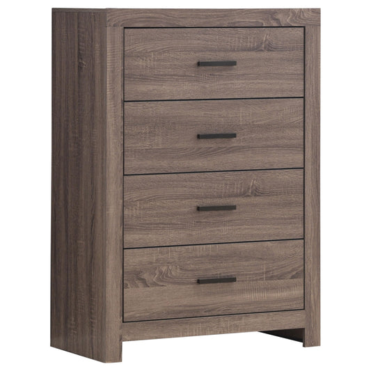 Coaster Home Furnishings Brantford Farmhouse Wood 4-Drawer Bedroom Chest of Drawers Chiffonier Clothing Storage Cabinet Bedroom Armoire Tall Dresser Organizer Unit Barrel Oak 207045
