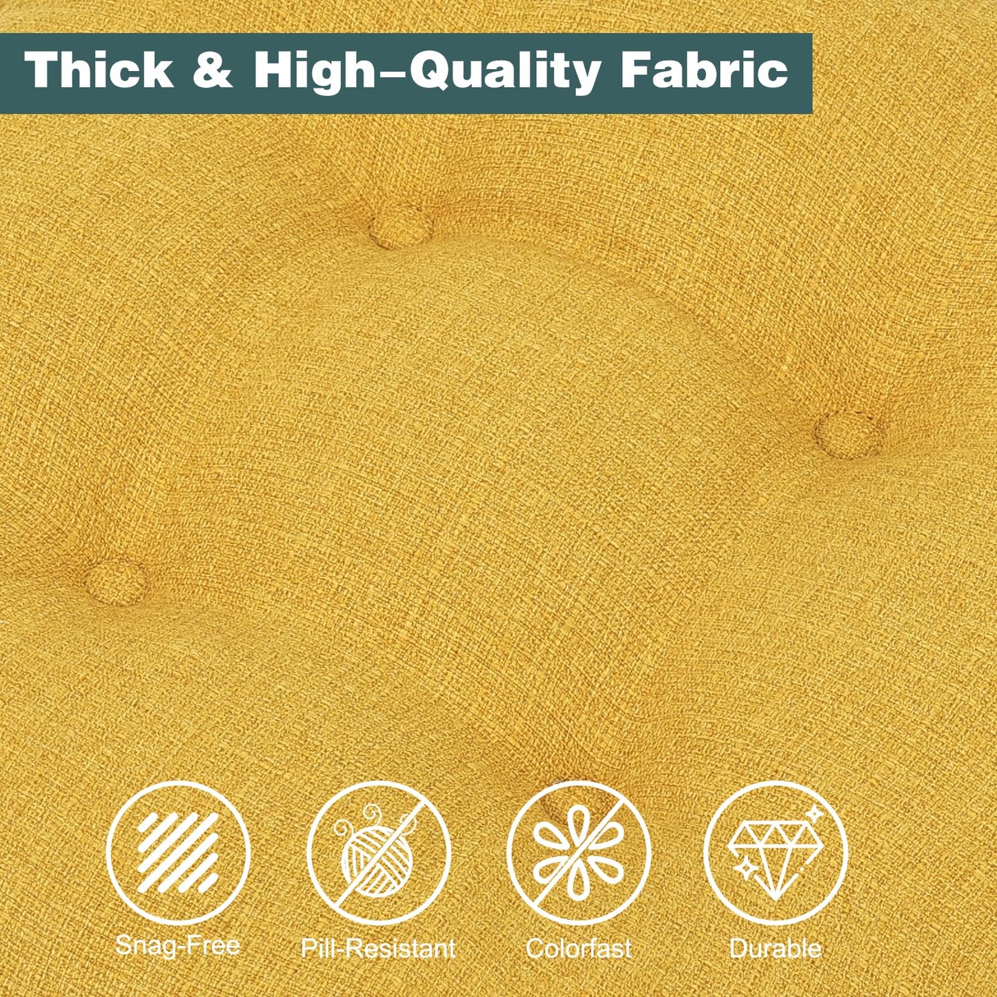 baibu Set of 2 Dining Chair Cushions, Dual-Layer Patent Design Memory Foam Kitchen Chair Cushions, Non-Slip Seat Pads with Ties, 16.5 x 16.5 x 3.5in, 2 Pack, Yellow