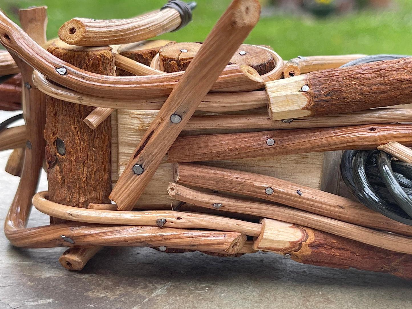 Land of Simple Treasures Wooden Motorcycle Model Decorations for Home - Handmade Motorcycle Figurine Wood Harley Chopper Collectible Sculpture - 9.5 Inches