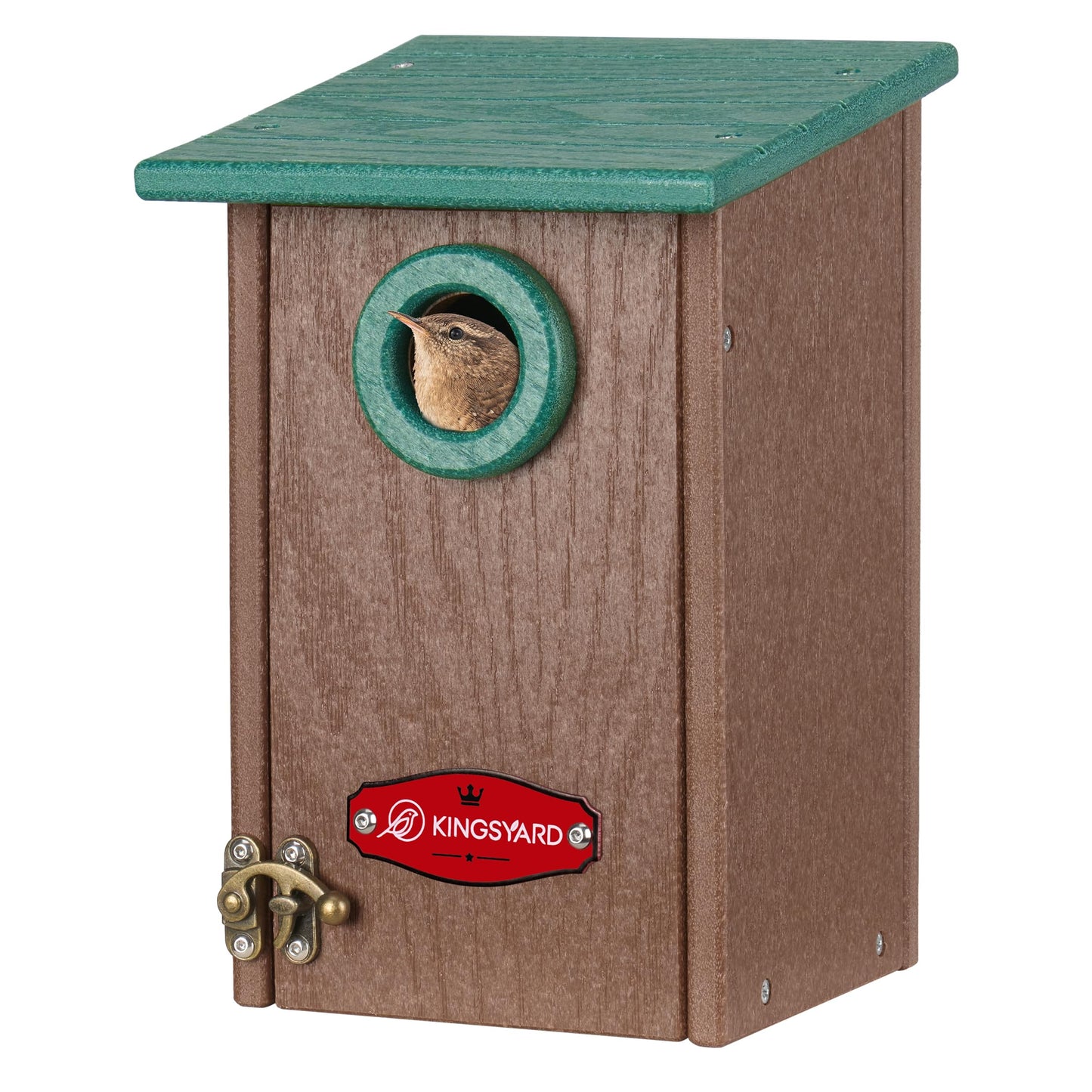 Kingsyard Recycled Plastic Bird House for Outdoors - Weatherproof Wren Bird Nesting with Predator Guard & Air Vents, Green