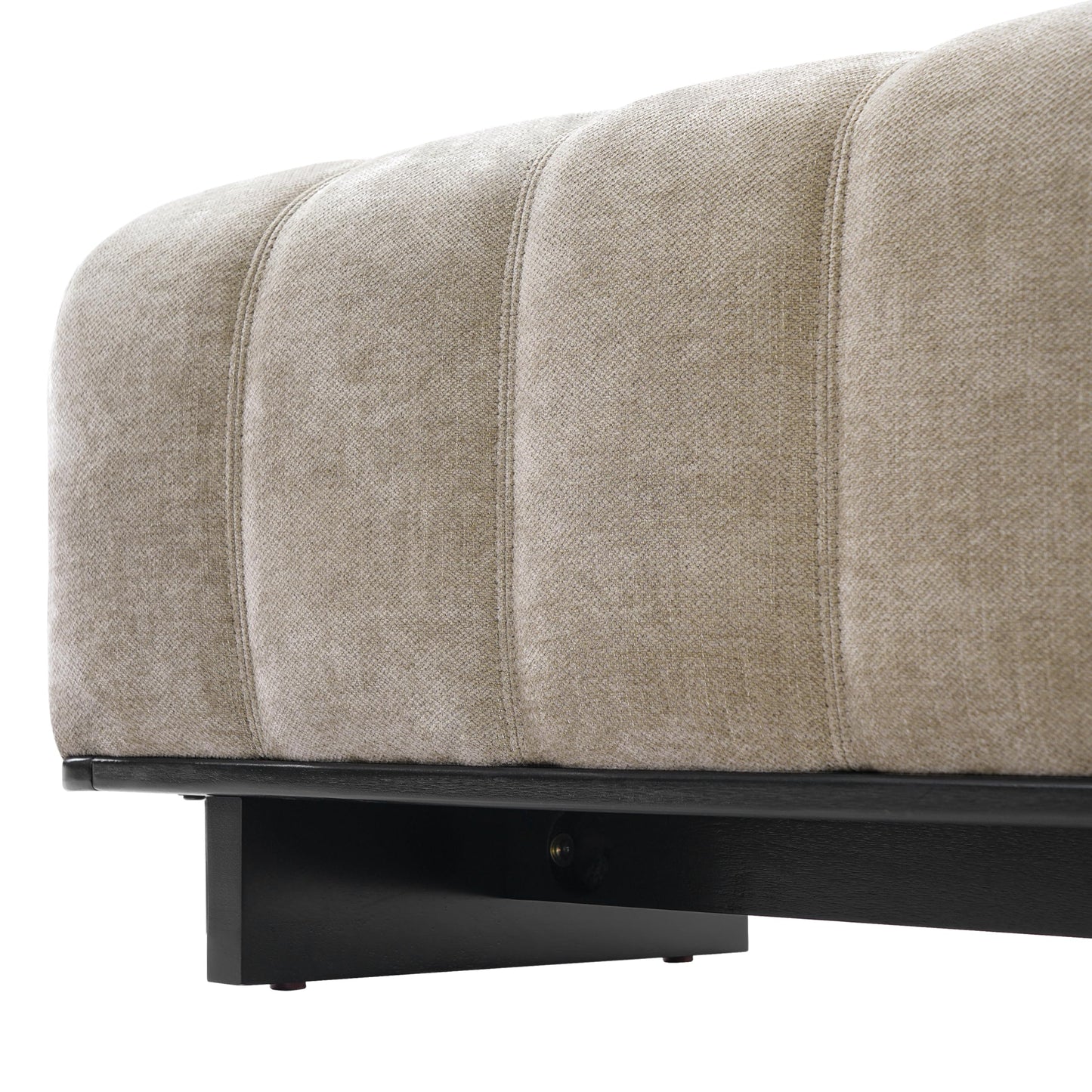 Christopher Knight Home Lamie Chenille Upholstered Dining Bench, Wooden Entryway Bench, Long Sofa Footstool for Living Room, Bedroom End of Bed Bench, Oatmeal+Black