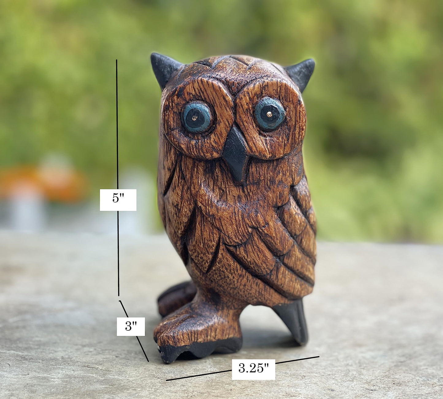 Land of Simple Treasures Hand Carved Owl Figurine - Wood Owl Sculpture - Whimsical Wooden Bird Animal Statue - Rustic Wise Barn Owl Decor - 5 Inch (Barn Owl - Right)
