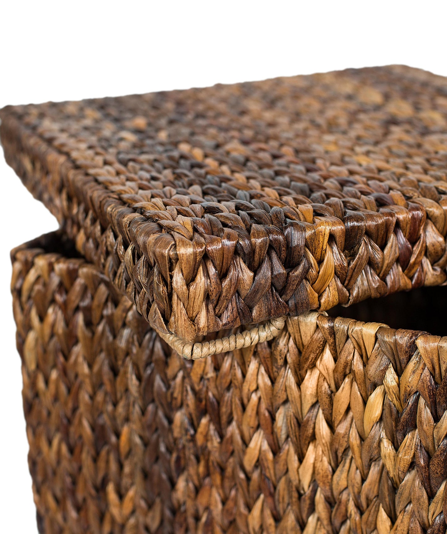 BIRDROCK HOME Woven Storage Cube - Abaca Seagrass Decorative Ottoman - Living Room Side Table - Store Blankets Pillows Magazines Books Remotes