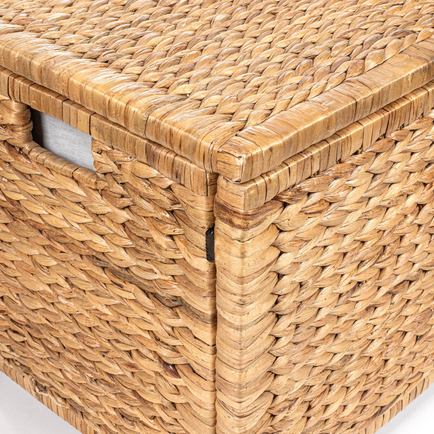 happimess HPM9005A Anada Wicker Weave 30" Storage Trunk, Wooden Frame/Water Hyacinth, Farmhouse, Transitional, Coastal, Rustic for Office, Dorm Room, Living-Room, Bedroom, Dining-Room, Natural