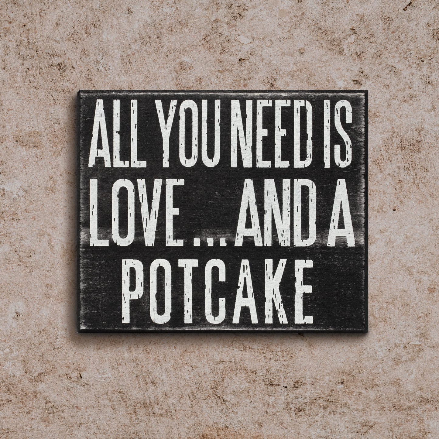 JennyGems Potcake Dog Gifts, All You Need Is Love and a Potcake Rustic Wooden Sign, Shelf Decor and Wall Hanging