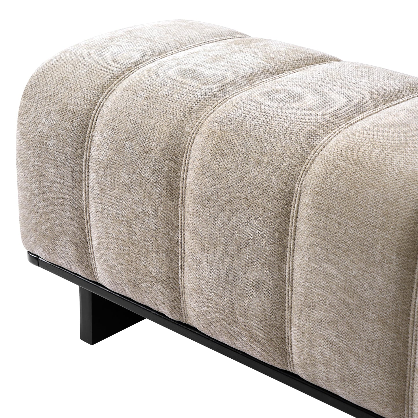 Christopher Knight Home Lamie Chenille Upholstered Dining Bench, Wooden Entryway Bench, Long Sofa Footstool for Living Room, Bedroom End of Bed Bench, Oatmeal+Black